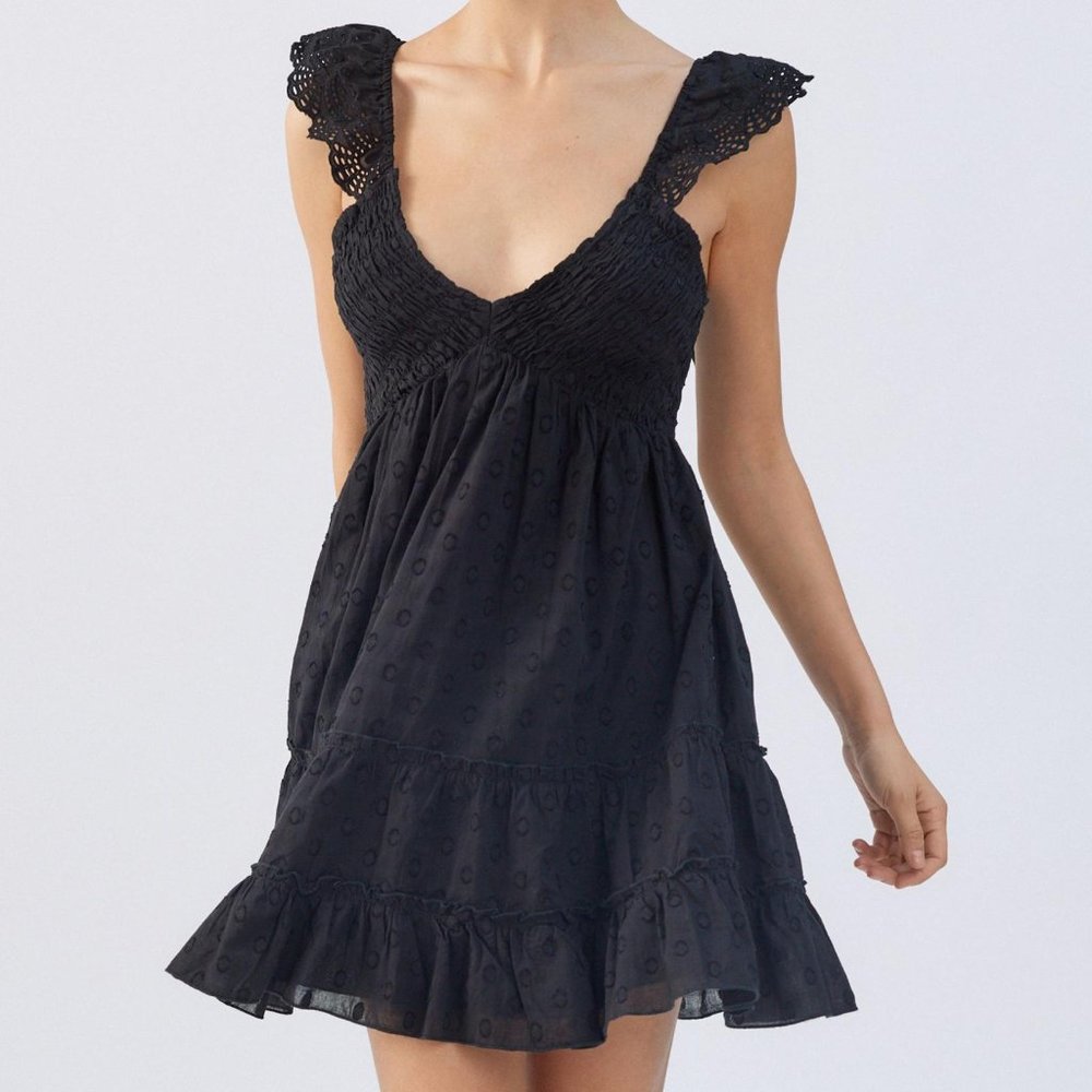 UO Malta Flutter Sleeve Mini Dress